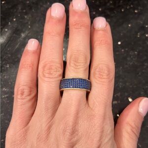 Gorgeous navy blue stone sterling silver ring